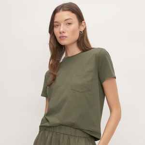 Everlane Olive Green Cotton Box-cut Pocket Tee